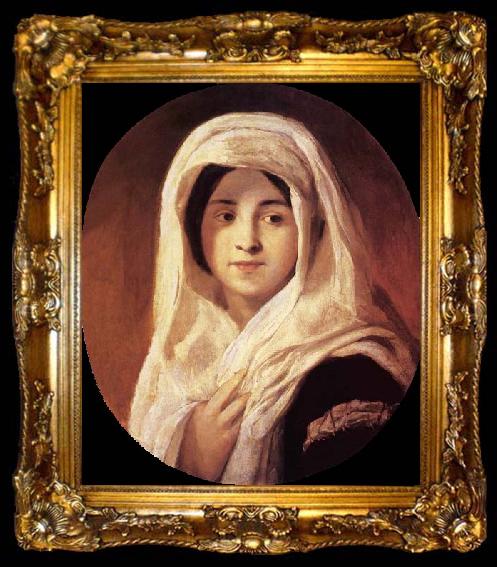framed  Brocky, Karoly Portrait of a Woman with Veil, ta009-2