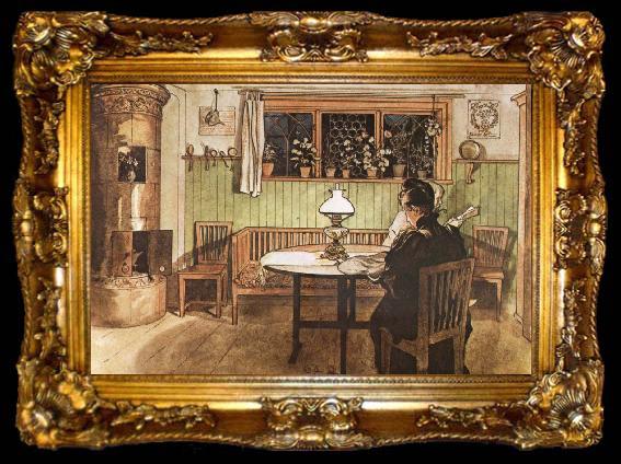 framed  Carl Larsson When the Children have gone to bed, ta009-2