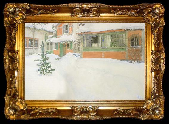 framed  Carl Larsson THe Cottage in the Snow, ta009-2