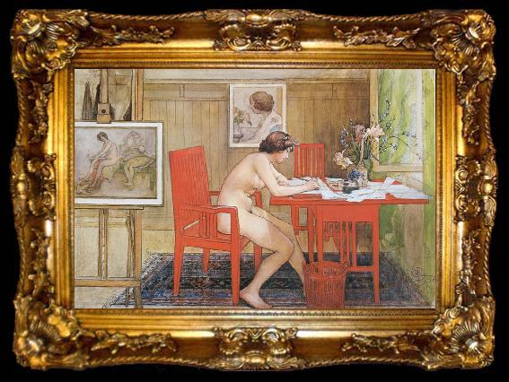 framed  Carl Larsson Model,Writing picture-Postals, ta009-2