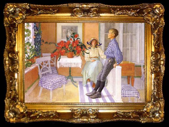 framed  Carl Larsson Brother and Sister, ta009-2