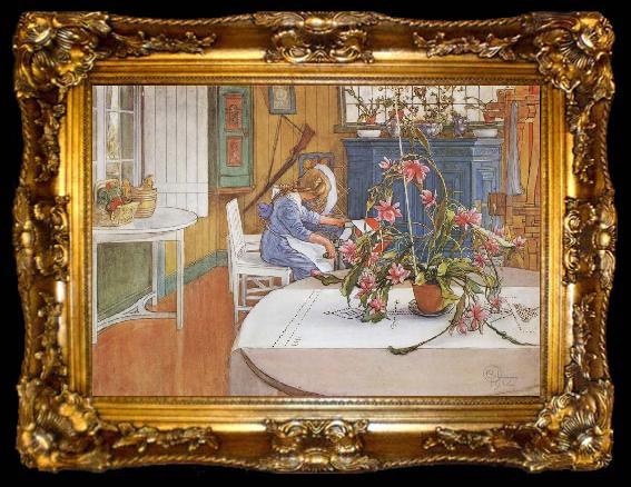 framed  Carl Larsson interior with Cactus, ta009-2