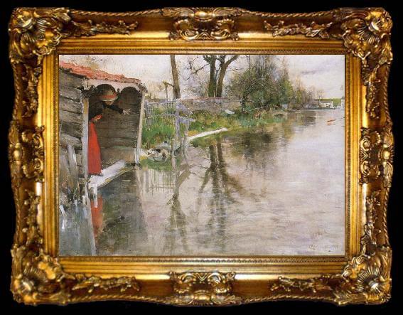 framed  Carl Larsson By the River Loing, ta009-2