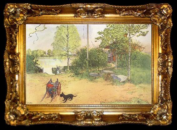 framed  Carl Larsson Our Coourt-Yard, ta009-2