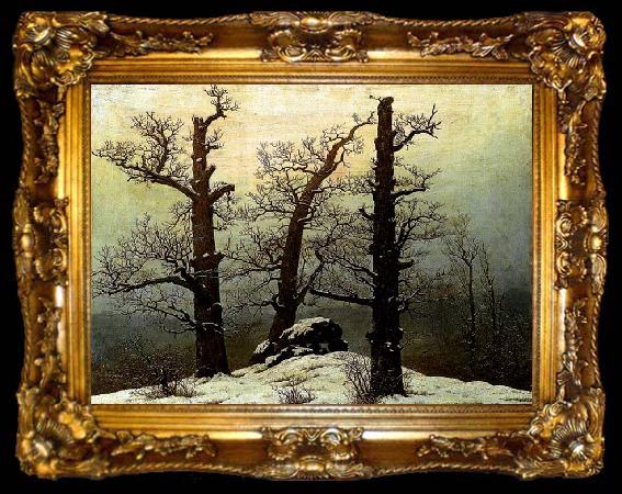 framed  Caspar David Friedrich Dolmen in the Snow, ta009-2