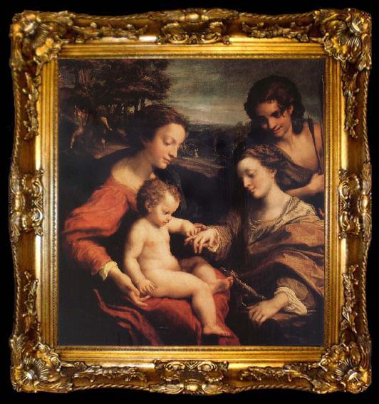 framed  Correggio The marriage mistico of Holy Catalina with San Sebastian, ta009-2