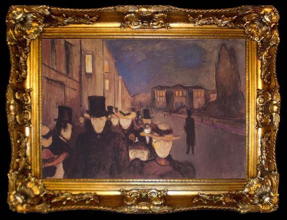 framed  Edvard Munch Spring Evening on Karl Johan Street, ta009-2