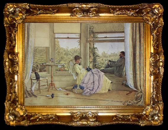 framed  Emma Minnie Boyd Interior with figures,The Grange, ta009-2