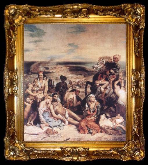 framed  Eugene Delacroix Scenes from the Massacre at Chios, ta009-2