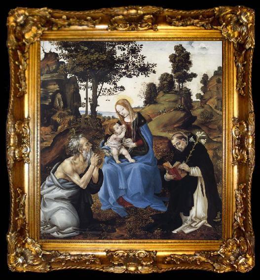 framed  Filippino Lippi THe Virgin and Child with Saints Jerome and Dominic, ta009-2