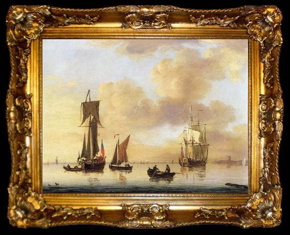 framed  Francis Swaine A royal yacht and small naval ship in a calm, ta009-2