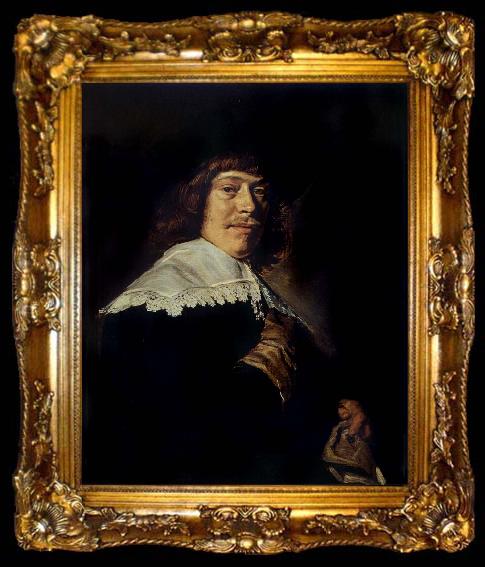 framed  Frans Hals Portrait of a young man holding a glove, ta009-2