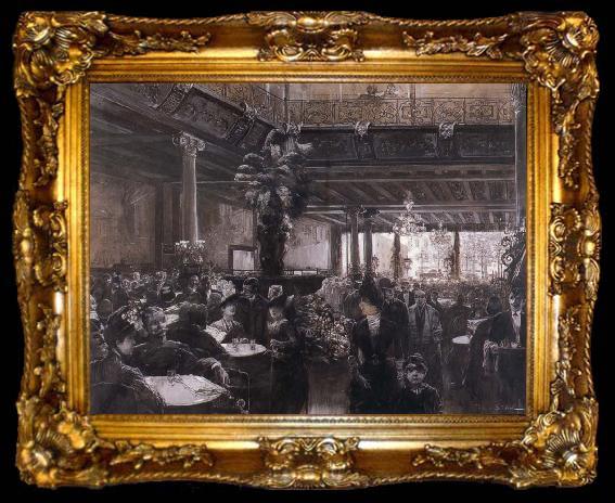 framed  Friedrich Stahl In the cafe farmer, ta009-2