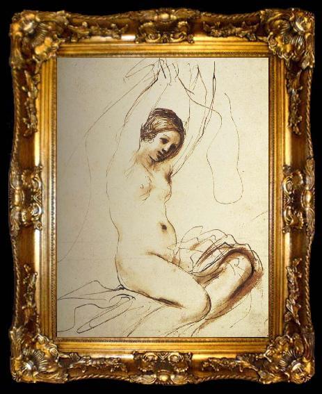 framed  GUERCINO Woman that self undresses, ta009-2