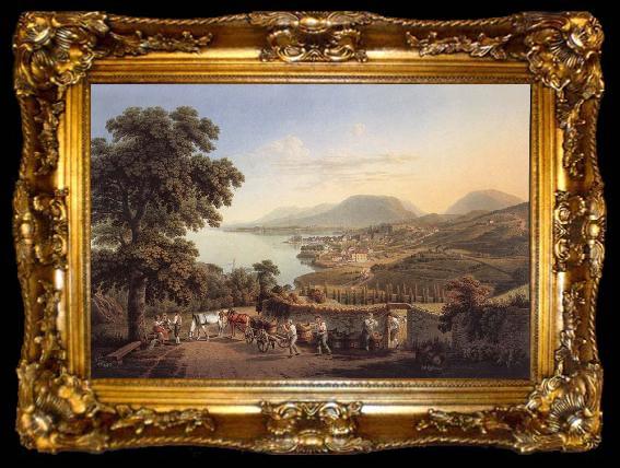 framed  Gabriel Lory fils Seen City of Neuchatel, ta009-2