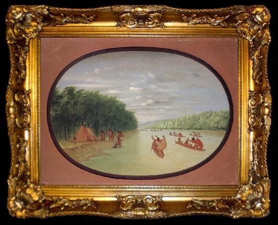 framed  George Catlin Primitive Sailing by the Winnebago indians, ta009-2