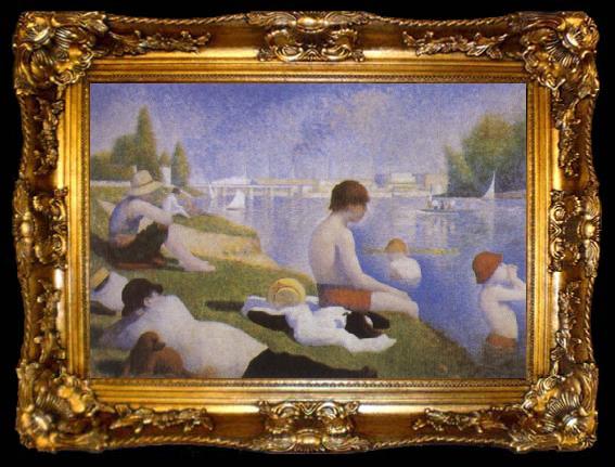 framed  Georges Seurat Bathers at Asnieres, ta009-2