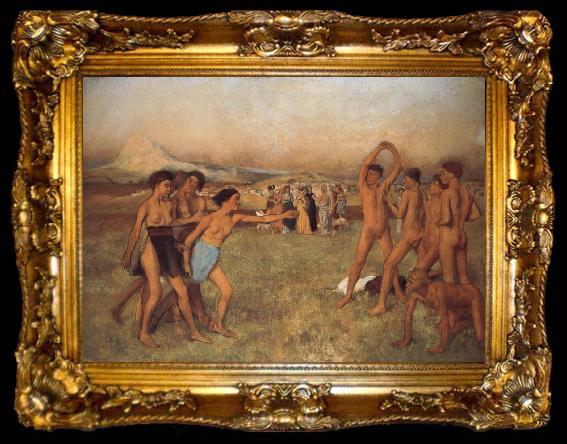 framed  Germain Hilaire Edgard Degas Young Spartans Exercising, ta009-2