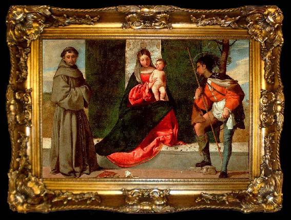 framed  Giorgione Madonna with the Child, St Anthony of Padua and St Roch, ta009-2