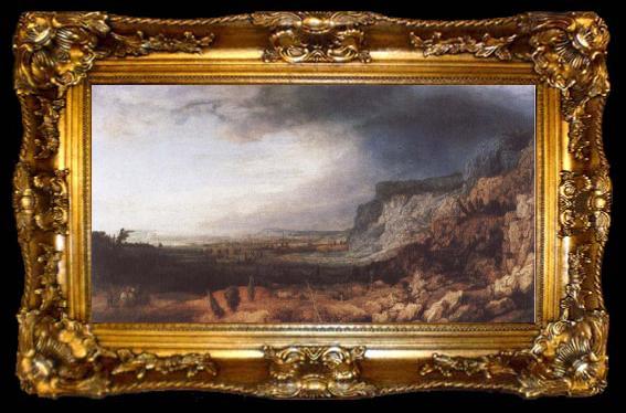 framed  Hercules Seghers Broad Valley Landscape with Rocks, ta009-2