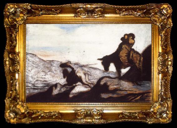 framed  Honore  Daumier Don Quixote and Sancho Panza, ta009-2