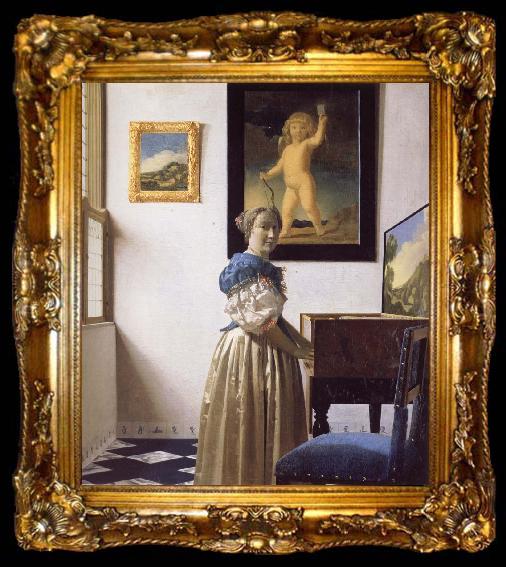 framed  JanVermeer A Young Woman Standing at a Virginal, ta009-2