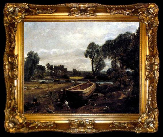 framed  John Constable Boat-Building on the Stour, ta009-2