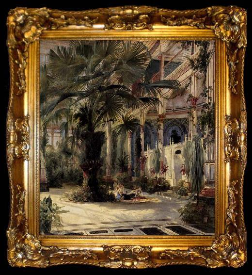 framed  Karl Blechen In the Palm House in Potsdam, ta009-2