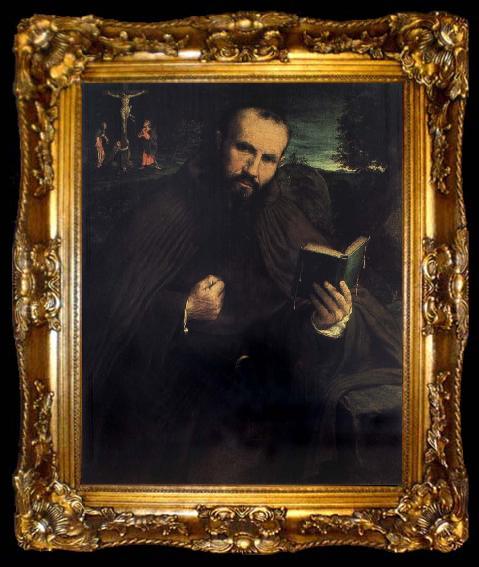 framed  Lorenzo Lotto Portrait of Brother Gregorio da Vicenza, ta009-2