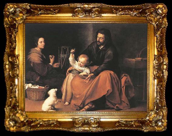 framed  MURILLO, Bartolome Esteban The Holy Family with a Bird, ta009-2