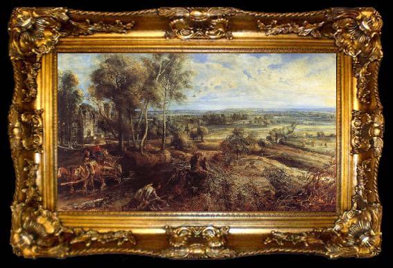 framed  Peter Paul Rubens An Autumn Landscape with a View of Het Steen in the Earyl Morning, ta009-2