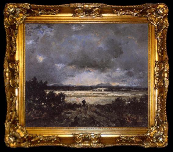 framed  Pierre etienne theodore rousseau Sunset in the Auvergne, ta009-2