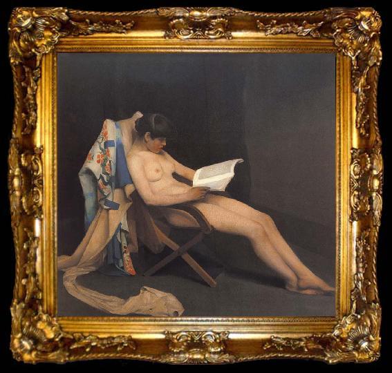 framed  Theodore Roussel The Reading Girl, ta009-2