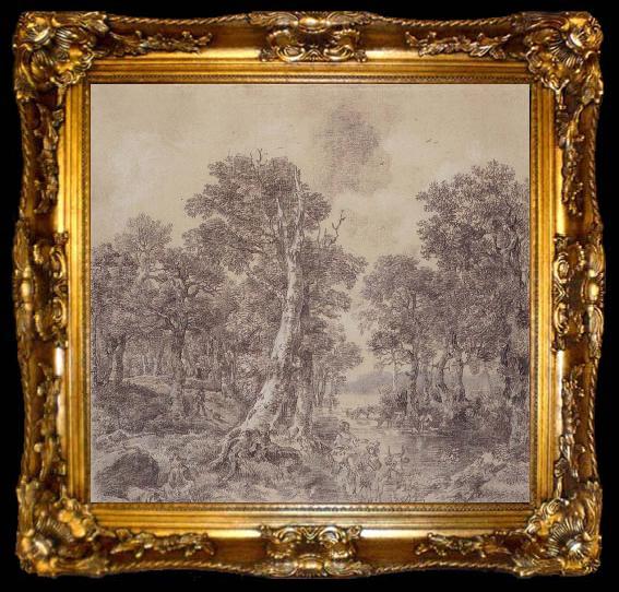framed  Thomas Gainsborough Wooded Landscape with River, ta009-2