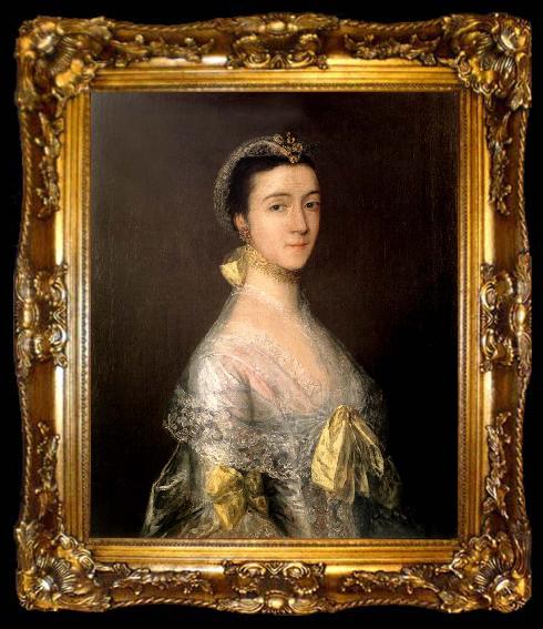 framed  Thomas Gainsborough Portrait of Sarah,Mrs Tobias Rustat, ta009-2