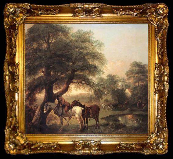 framed  Thomas Gainsborough Landscap with Peasant and Horses, ta009-2
