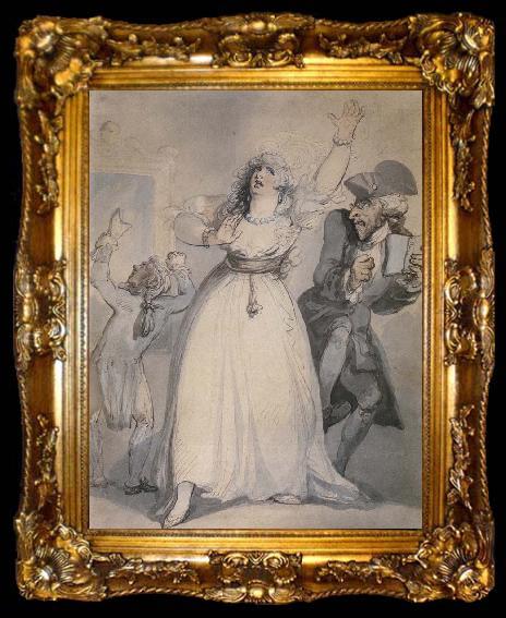 framed  Thomas Rowlandson Mrs.Siddons,Old Kemble,and Henderson,Rehearsing in the Green Room, ta009-2