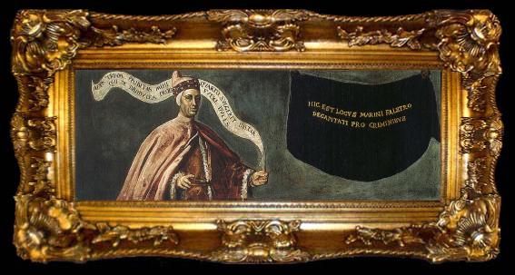 framed  Tintoretto The Painted over portrait of Marino Falier,Sala del Maggior Consiglio, ta009-2