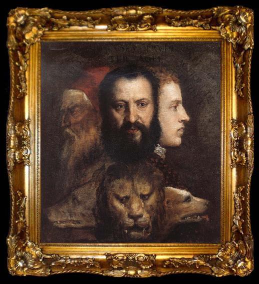 framed  Titian An Allegory of Prudence, ta009-2
