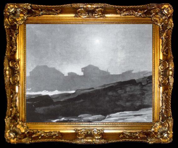 framed  Winslow Homer Das Atelierhaus des Kunstlers im Nachmittagsnebel, ta009-2