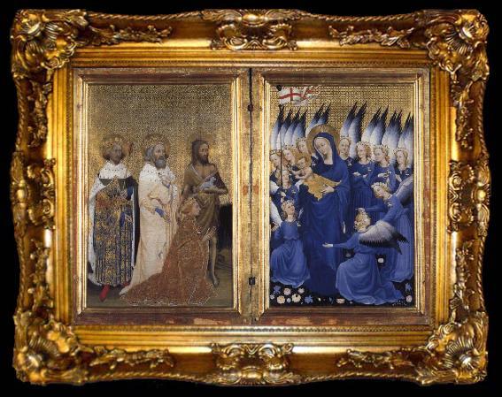 framed  unknow artist Richard II of England presented to the Virgin and Child by his patron Saint John the Baptist and Saints Edward and Edmund, ta009-2