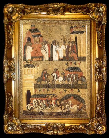 framed  unknow artist THe Battle Between the Novgorodians and the Suzdalians or the virgin of the sign, ta009-2