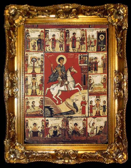 framed  unknow artist Saint George iwth Horse and Scenes from his life, ta009-2