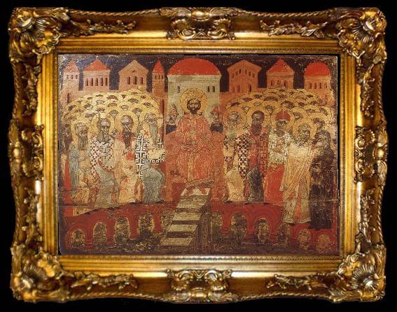 framed  unknow artist The Council of Nicaea i,Melkite icon from the 17 century, ta009-2