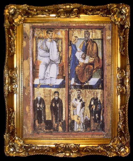 framed  unknow artist The King Abgar Receiving the Mandylion,with the Saints Paul of Thebes, ta009-2
