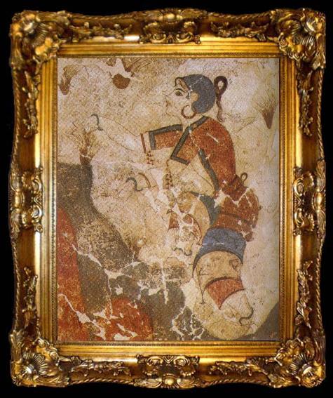 framed  unknow artist The saffron picking star detail of a mural to Akrotire, ta009-2