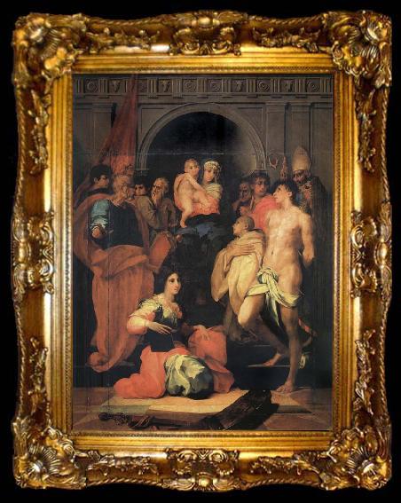 framed  unknow artist The Madonna enthroned, with ten holy, ta009-2