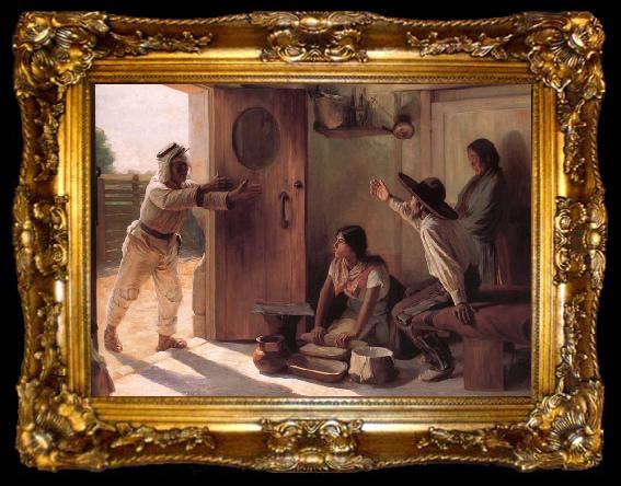 framed  unknow artist The effects of the tappet or the return al refuge of the warrior., ta009-2