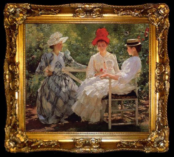 framed  Edmund Charles Tarbell In a Garden, ta009-2