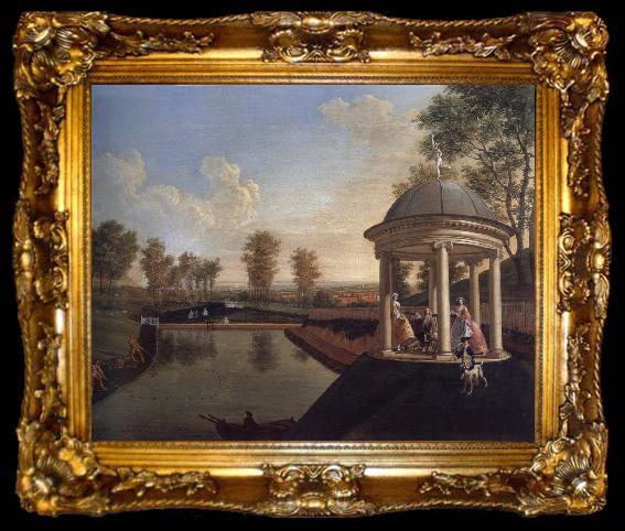 framed  Edward Haytley The Brockman Family and Friends at Beachborough Manor The Temple Pond looking from the Rotunda, ta009-2